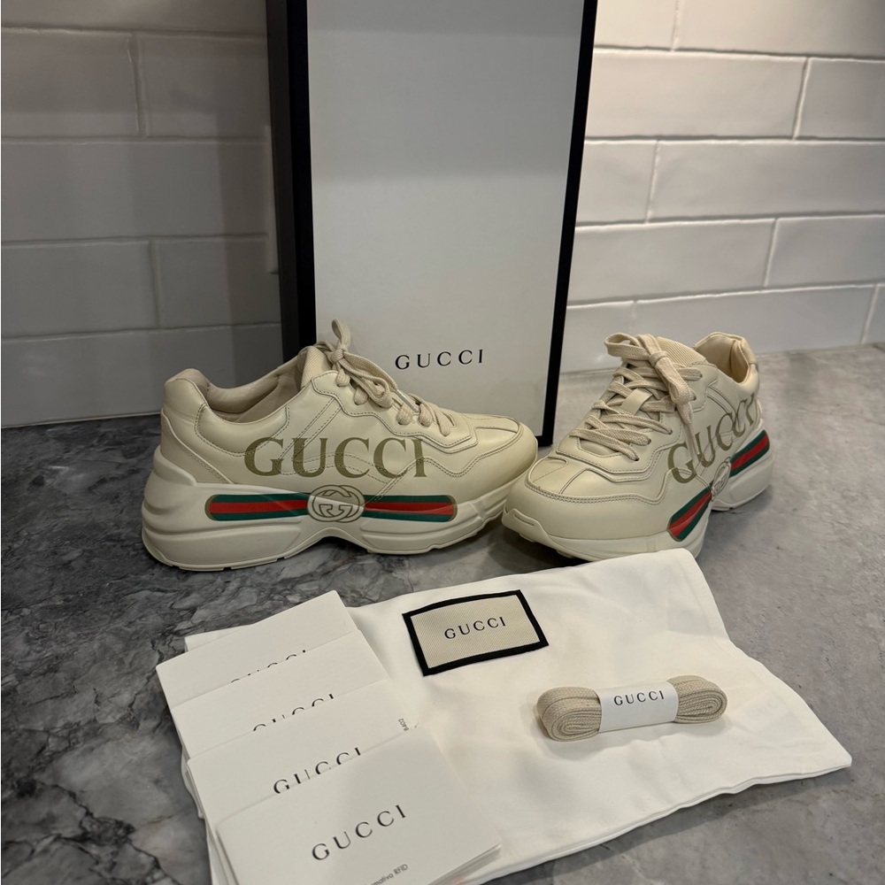 Gucci Women’s Rhyton logo leather sneaker